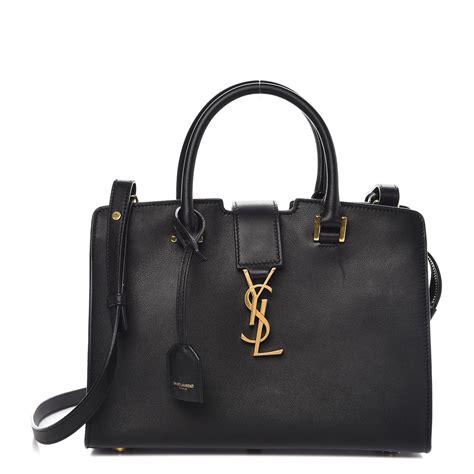 black cabas ysl baby in smooth leather|SAINT LAURENT Calfskin Monogram Baby Cabas Black.